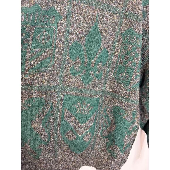 Nautica Vinatge Men’s M Wool Sweater Green Print Made in USA - Picture 9 of 9